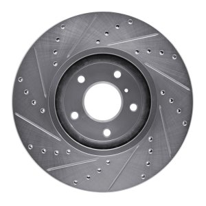 Infiniti M35 Brake Rotor (1) - Front Right - R1 Concepts - Drilled & Slotted - Silver - `03-`23